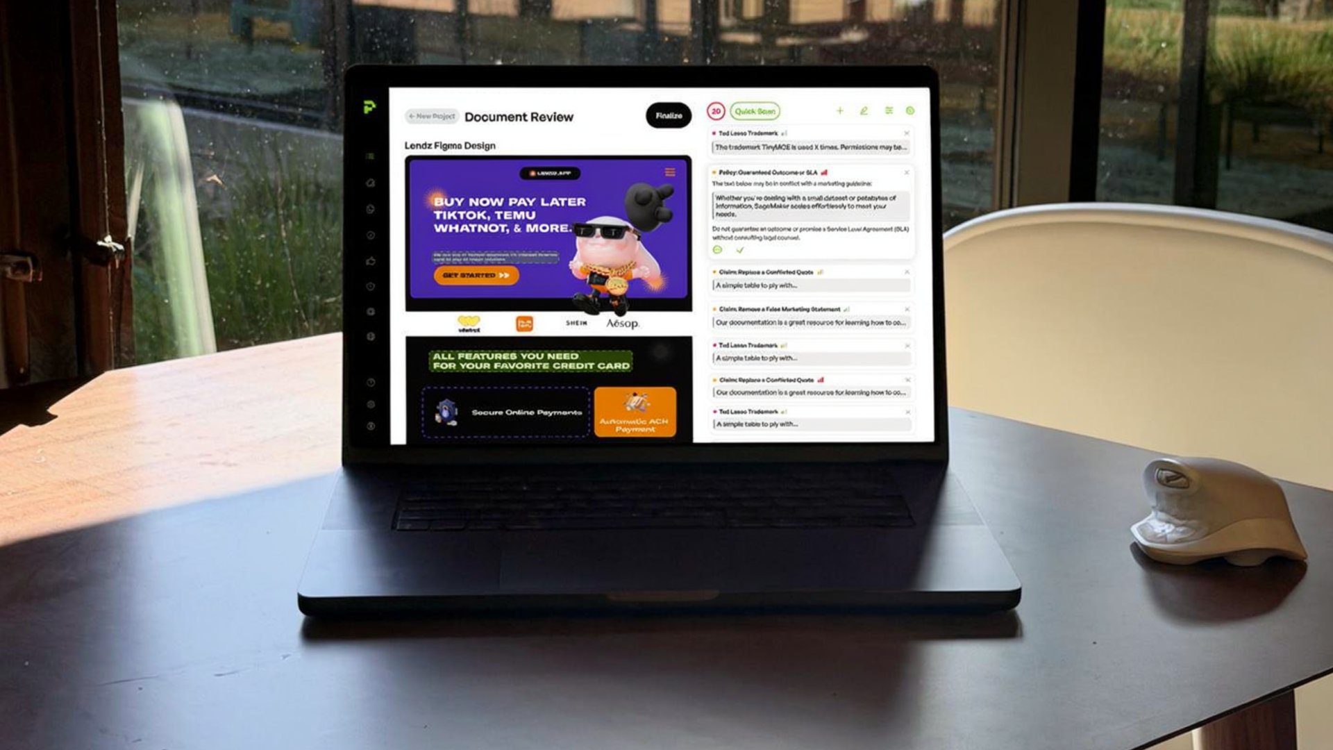Review marketing compliance dashboard